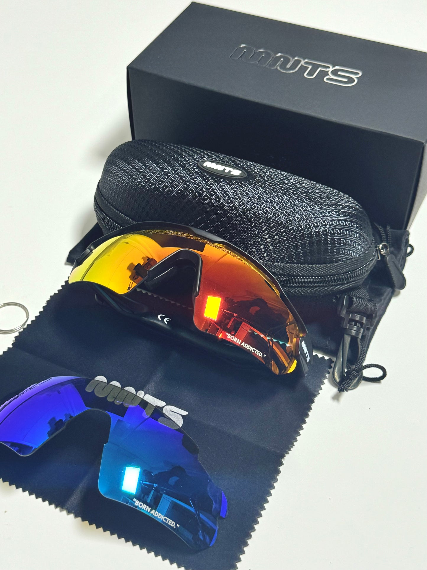 MNTS Performance Shades/ Fire Red & Ocean Blue